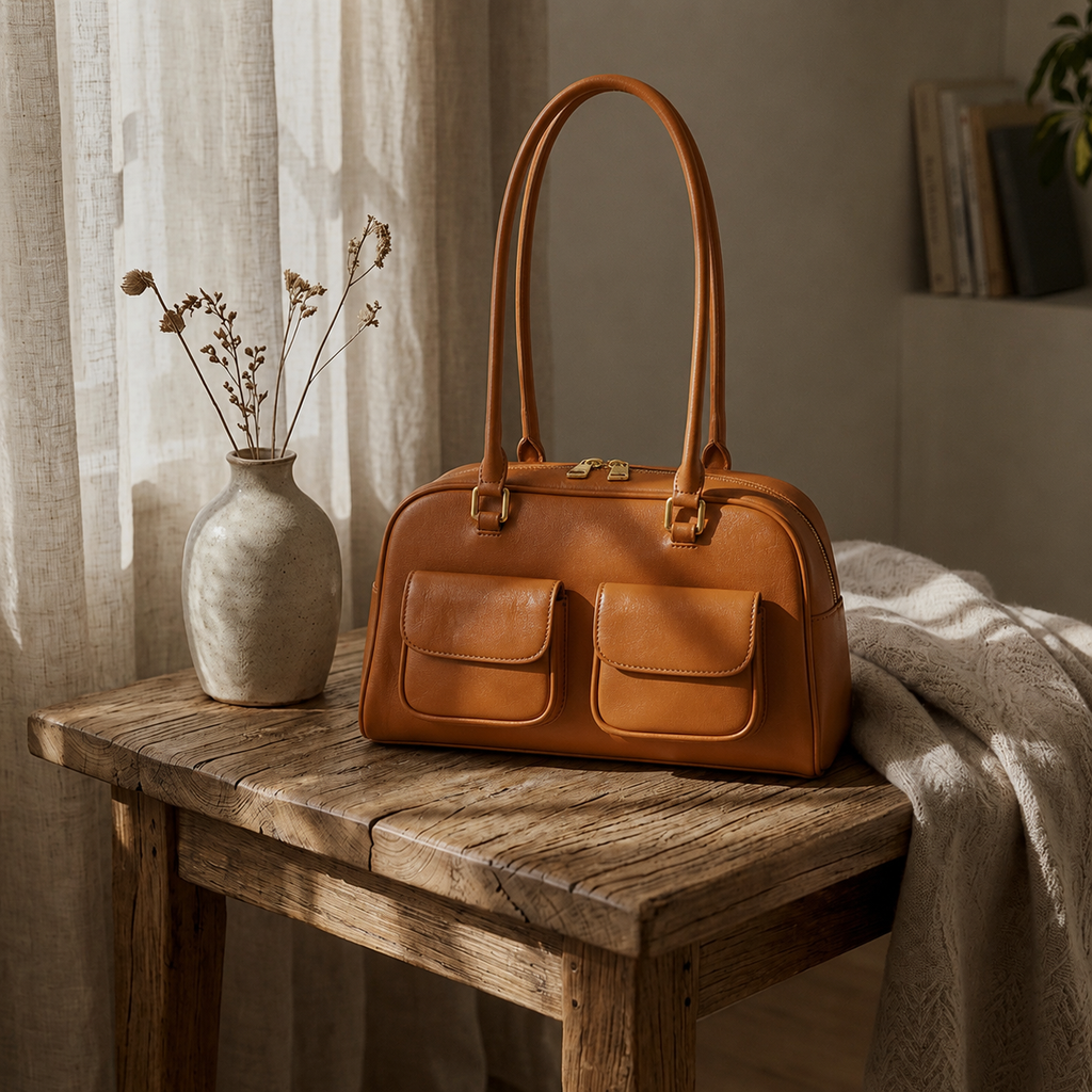 Genuine Cowhide Leather Shoulder Bag for Women, Everyday Carry Bag
