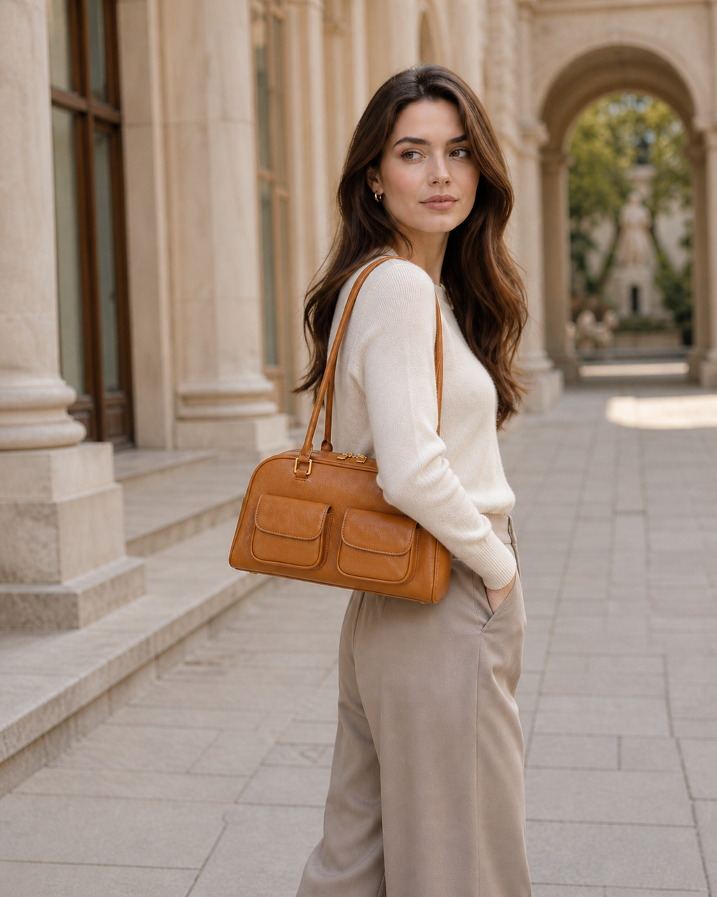 Genuine Cowhide Leather Shoulder Bag for Women, Everyday Carry Bag