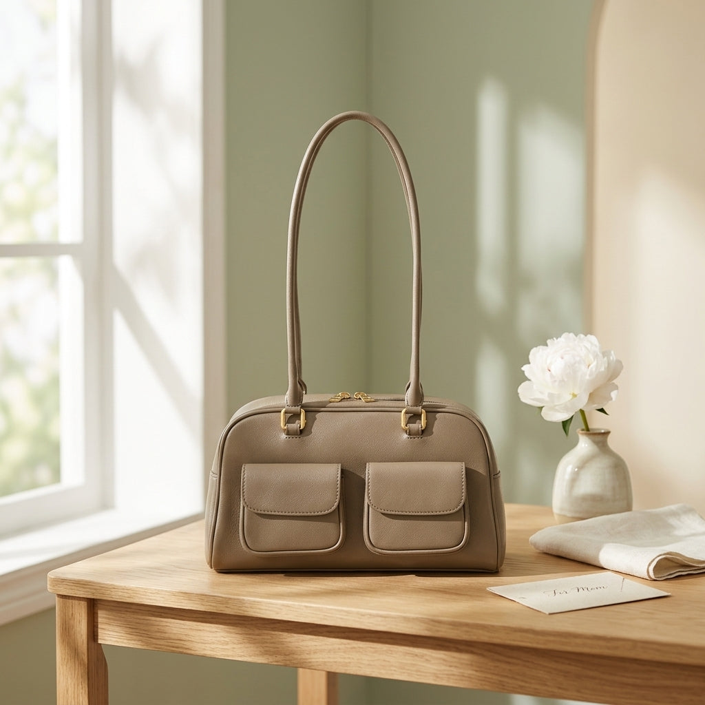 Genuine Cowhide Leather Shoulder Bag for Women, Everyday Carry Bag