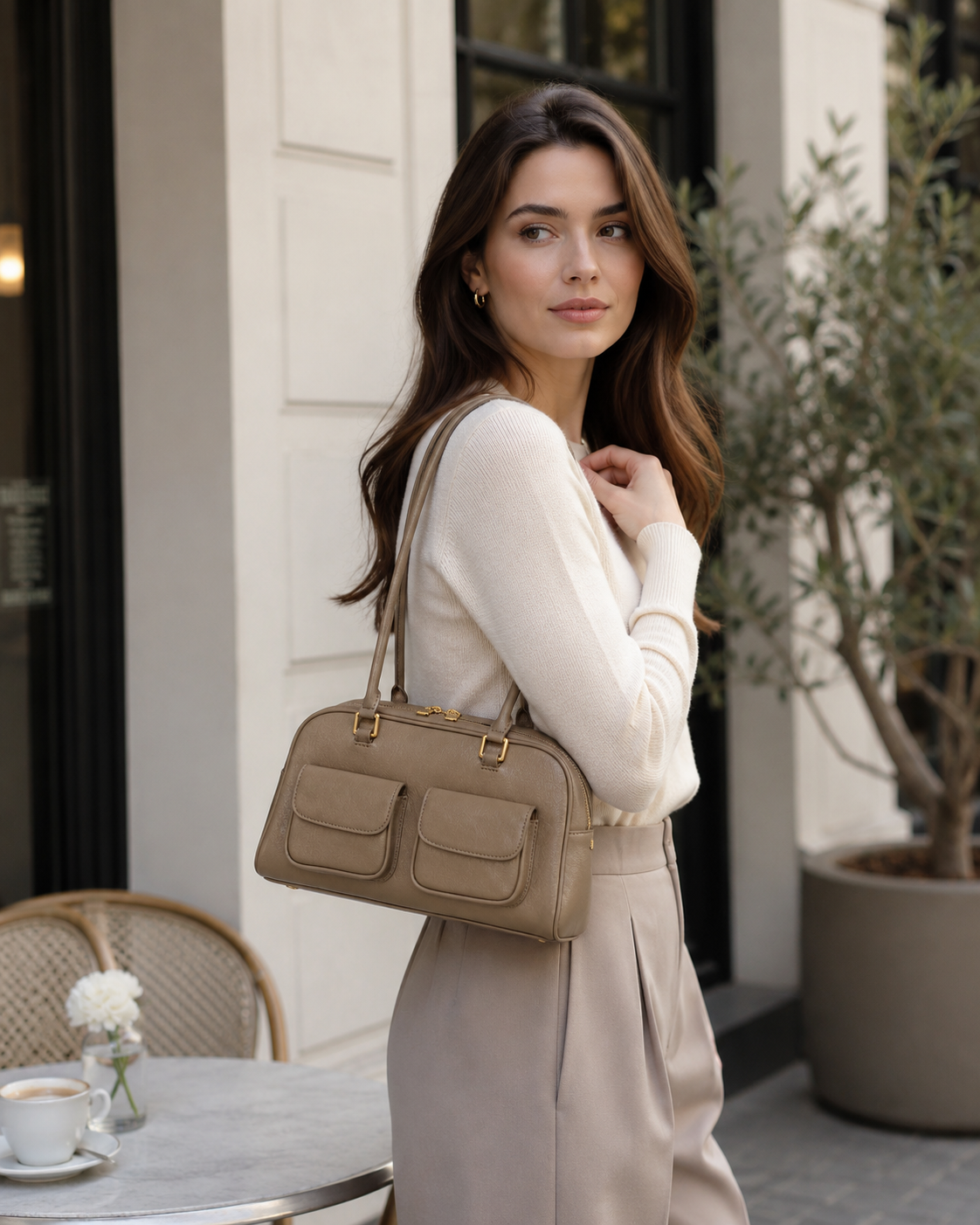 Genuine Cowhide Leather Shoulder Bag for Women, Everyday Carry Bag