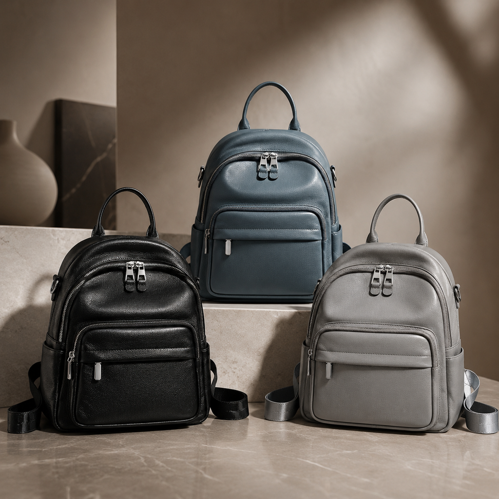 Genuine Cowhide Leather Backpack for Women, Soft Everyday Carry Bag