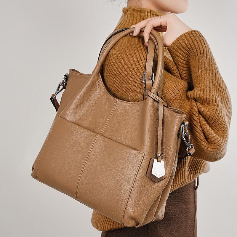 Genuine Cowhide Leather Hand Bag for Women, Soft Everyday Carry Bag