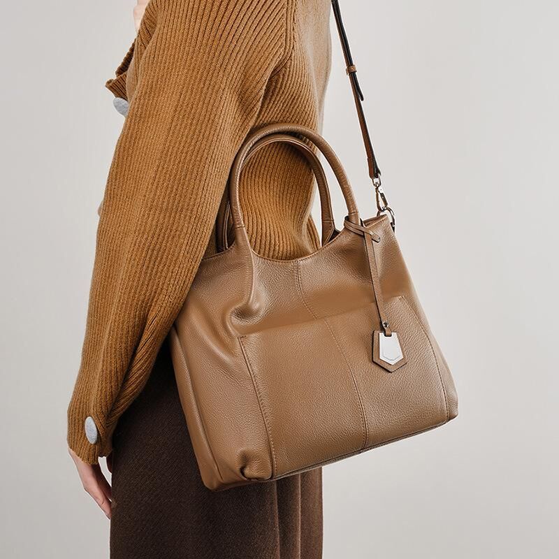 Genuine Cowhide Leather Hand Bag for Women, Soft Everyday Carry Bag