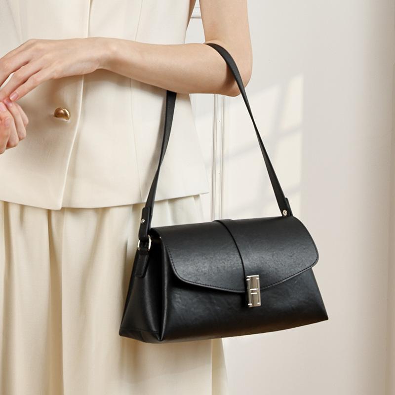Genuine Cowhide Leather Shoulder Bag for Women, Everyday Carry Bag