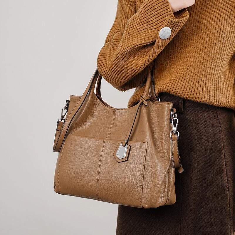 Genuine Cowhide Leather Hand Bag for Women, Soft Everyday Carry Bag