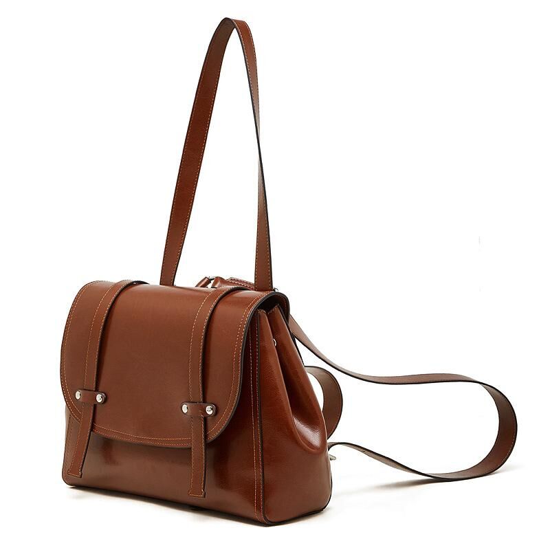 Genuine Cowhide Leather Backpack for Women, Soft Everyday Carry Bag