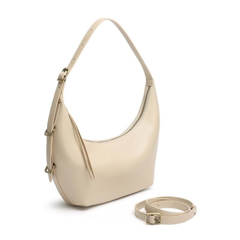 Genuine Cowhide Leather Shoulder Bag for Women, Soft Everyday Carry Bag