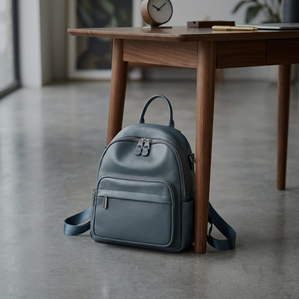 Genuine Cowhide Leather Backpack for Women, Soft Everyday Carry Bag