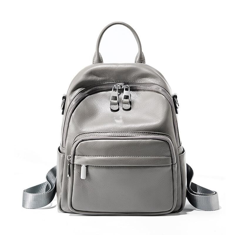 Genuine Cowhide Leather Backpack for Women, Soft Everyday Carry Bag