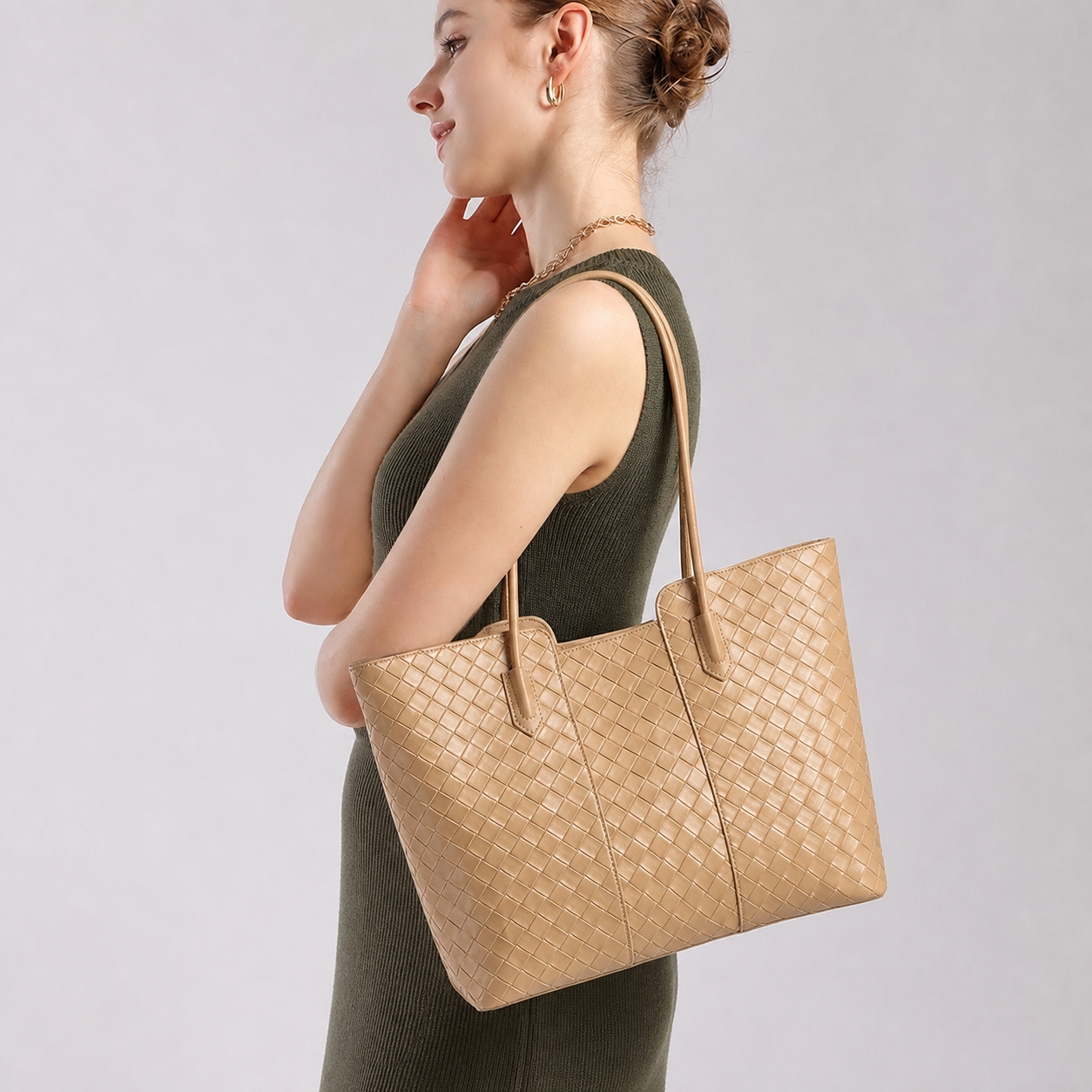 Genuine Cowhide Leather Shoulder Bag for Women, Soft Everyday Carry Bag