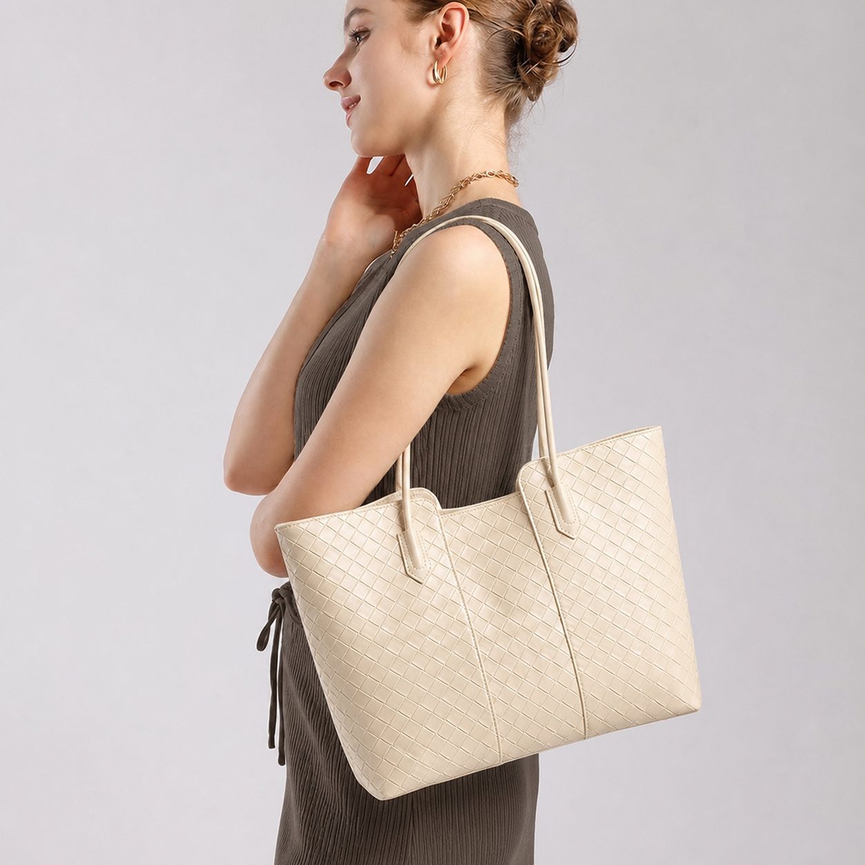 Genuine Cowhide Leather Shoulder Bag for Women, Soft Everyday Carry Bag