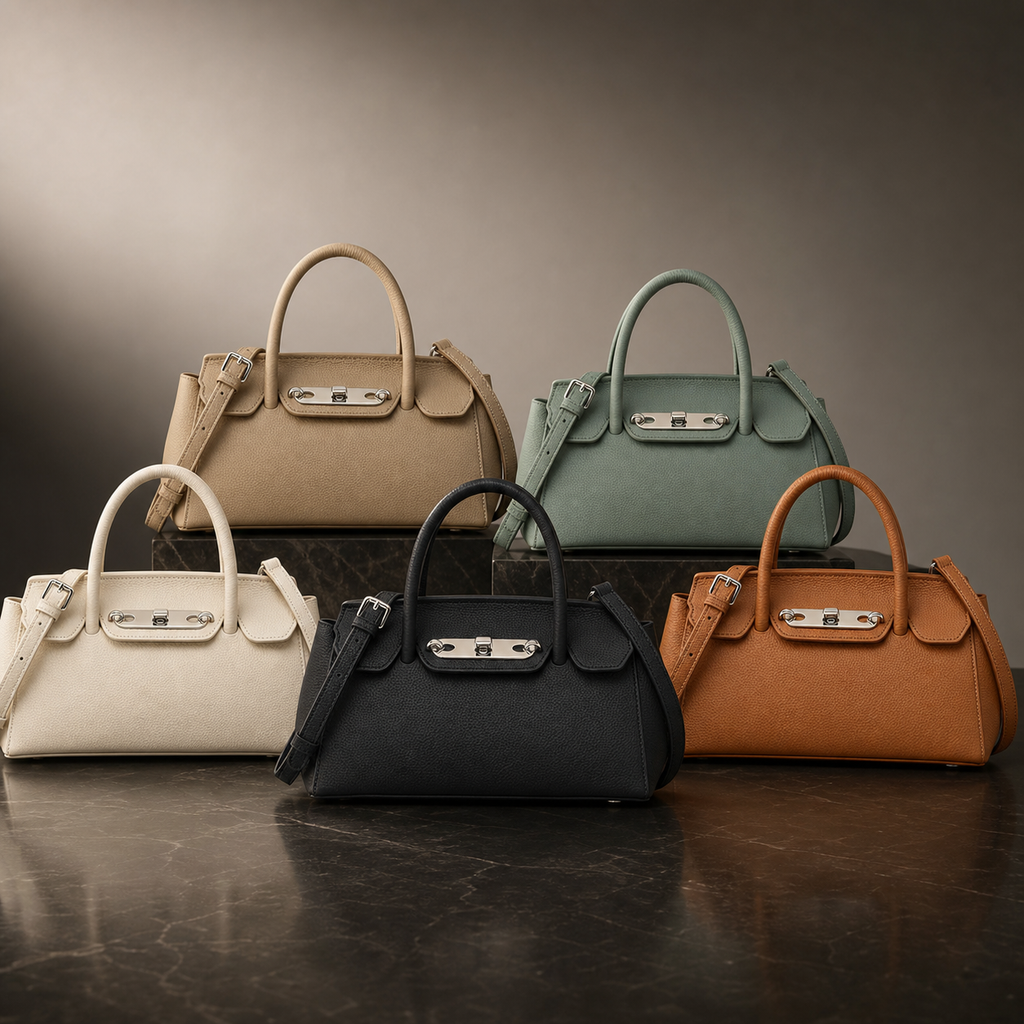 Genuine Leather Handbag, Soft Structured Everyday Carry