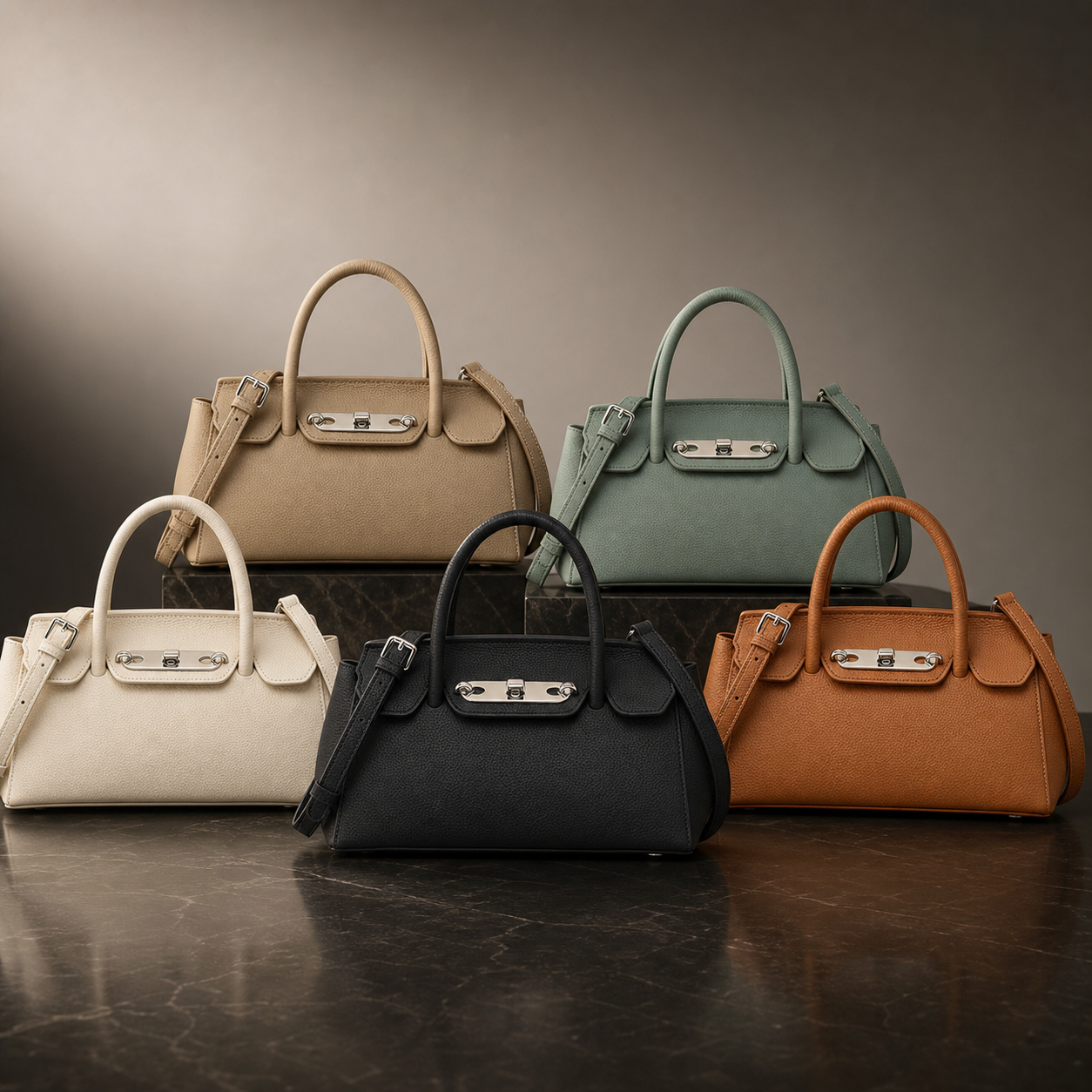 Genuine Leather Handbag, Soft Structured Everyday Carry