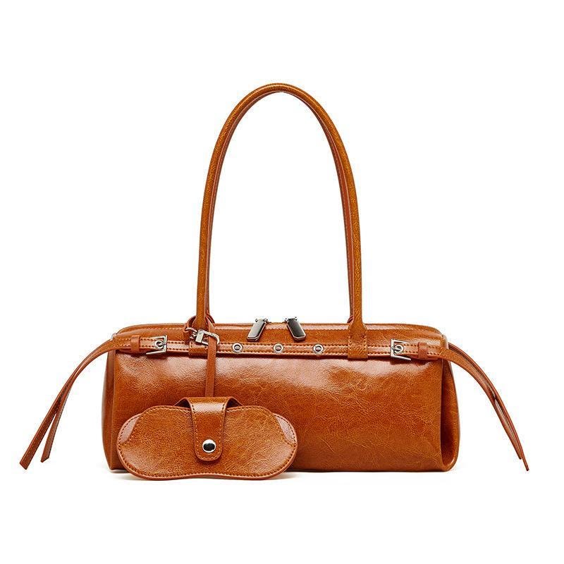 Genuine Leather Shoulder Bag for Women – Handmade Minimalist Baguette Purse - 3 colors Available