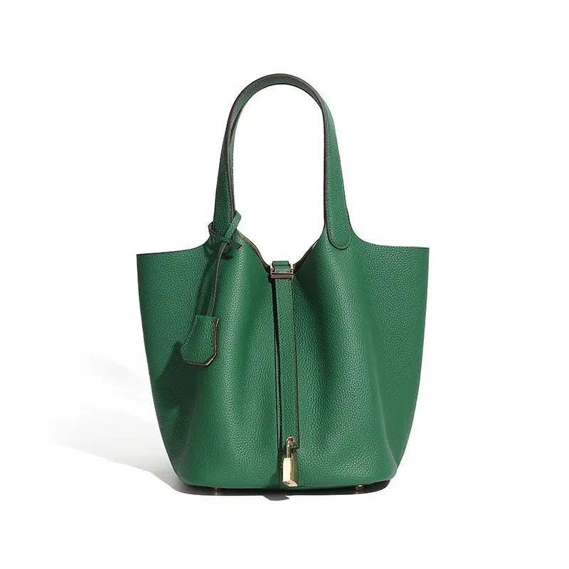 Small Leather Tote Bag, Genuine Textured Summer Work Handbag, Minimal Shoulder Purse