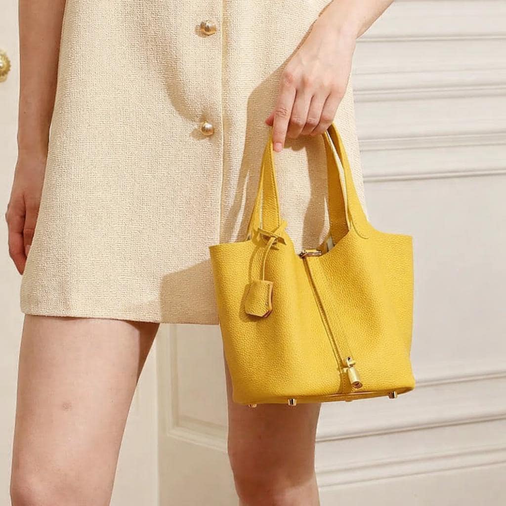 Small Leather Tote Bag, Genuine Textured Summer Work Handbag, Minimal Shoulder Purse