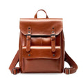Genuine Leather Backpack, Minimal Vintage Cowhide Rucksack, Laptop Travel Bag