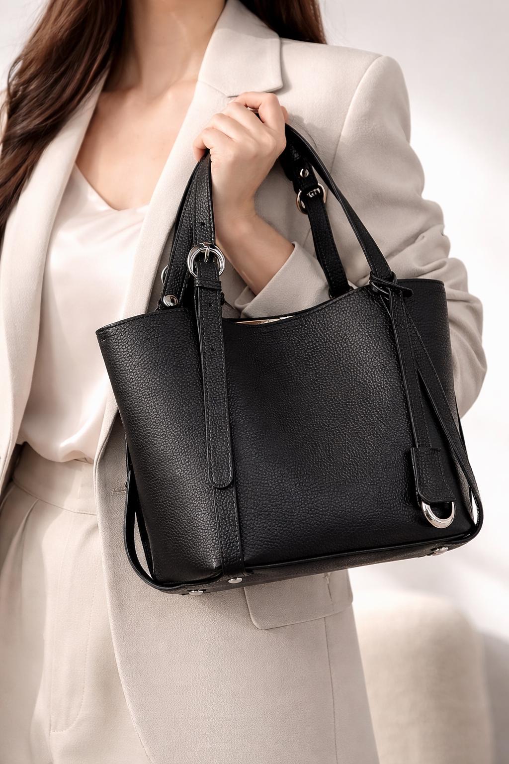 Genuine Leather handbag for Women, Minimalist Handbag with Adjustable Straps, Elegant Daily Work Purse