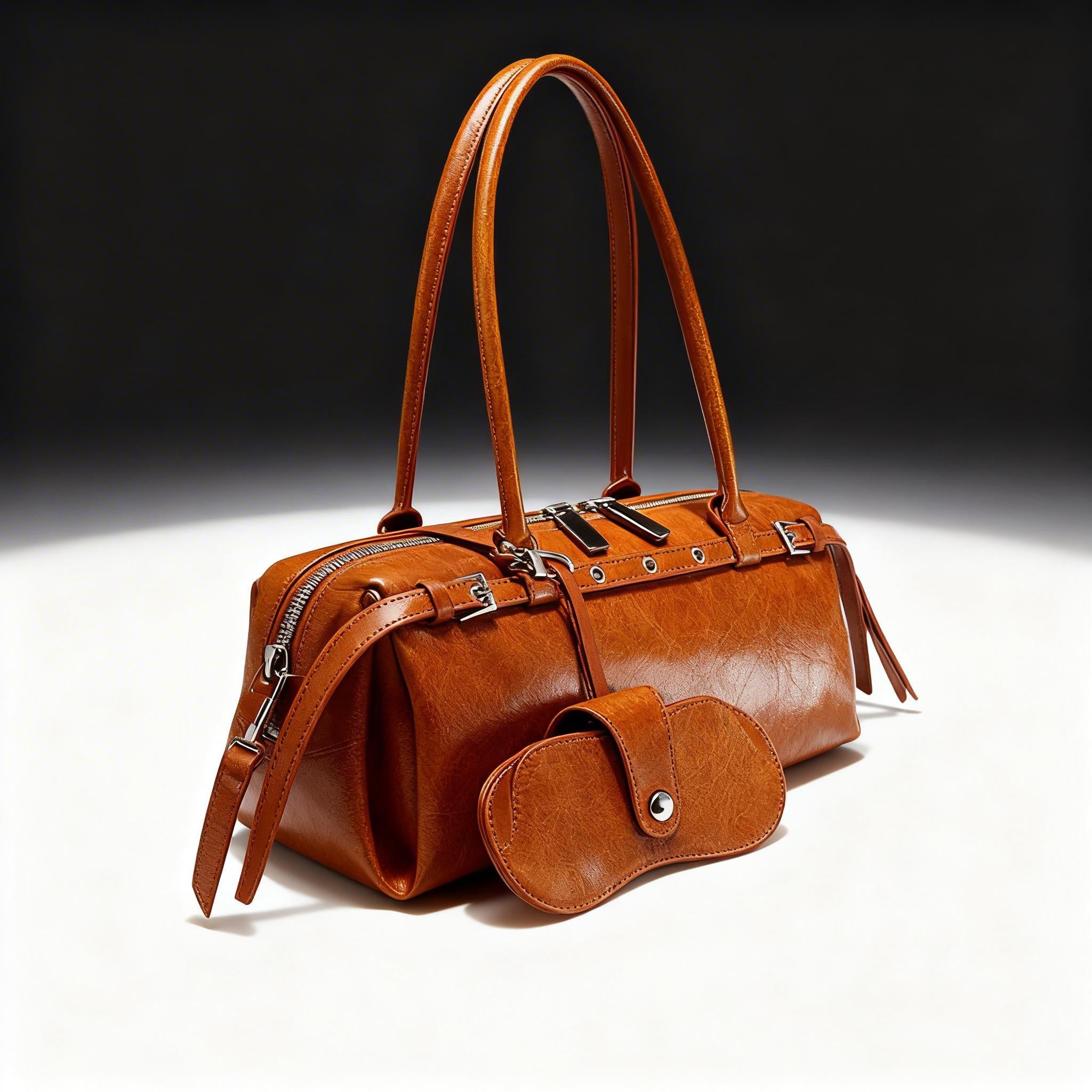 Genuine Leather Shoulder Bag for Women – Handmade Minimalist Baguette Purse - 3 colors Available