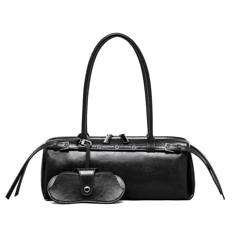 Genuine Leather Shoulder Bag for Women – Handmade Minimalist Baguette Purse - 3 colors Available