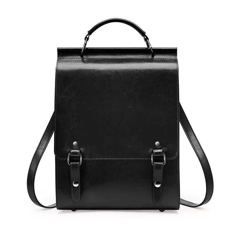 Genuine Leather Backpack, Minimal Vintage Business Travel Bag