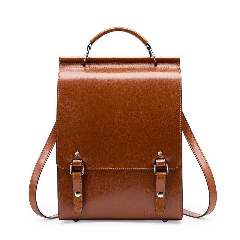 Genuine Leather Backpack, Minimal Vintage Business Travel Bag
