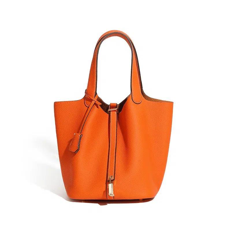 Small Leather Tote Bag, Genuine Textured Summer Work Handbag, Minimal Shoulder Purse