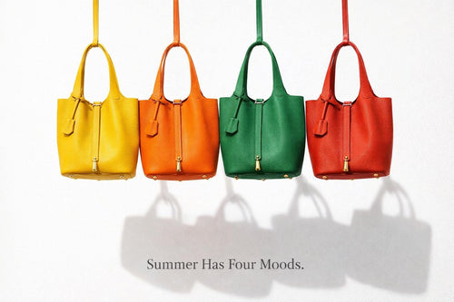 Small Leather Tote Bag for Women – Genuine Textured Summer Work Handbag, Minimal Shoulder Purse