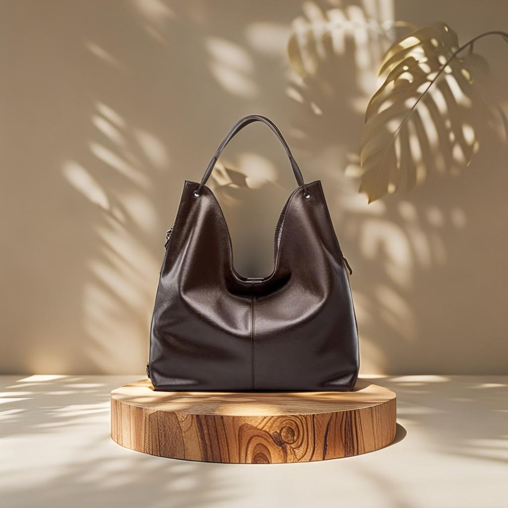 Genuine Leather Slouchy Tote Bag, Large Shoulder Work Handbag