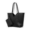 Genuine Cowhide Leather Tote Bag, Minimalist Work Shoulder Bag with Pouch