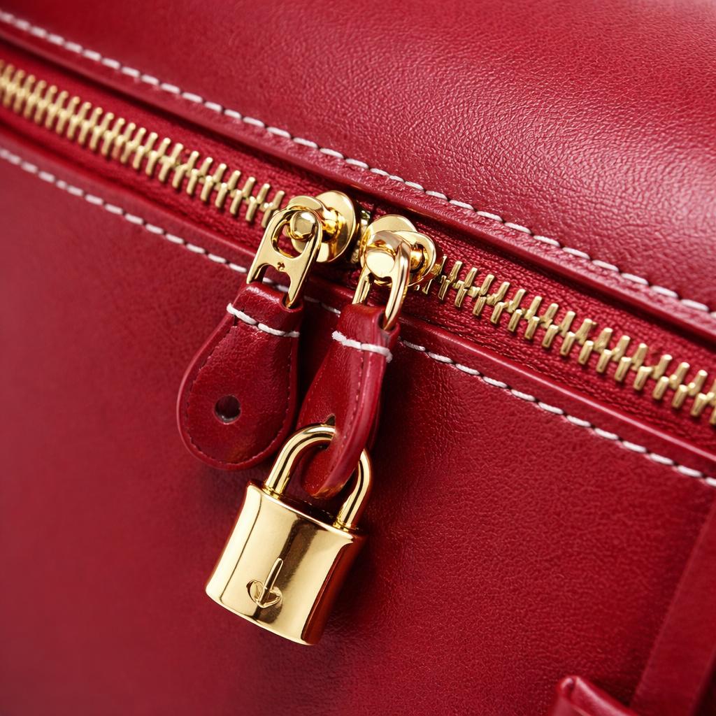Genuine Leather Top Handle Bag, Structured Doctor Style Purse, Minimalist Shoulder Bag