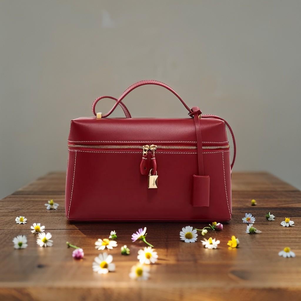 Genuine Leather Top Handle Bag, Structured Doctor Style Purse, Minimalist Shoulder Bag