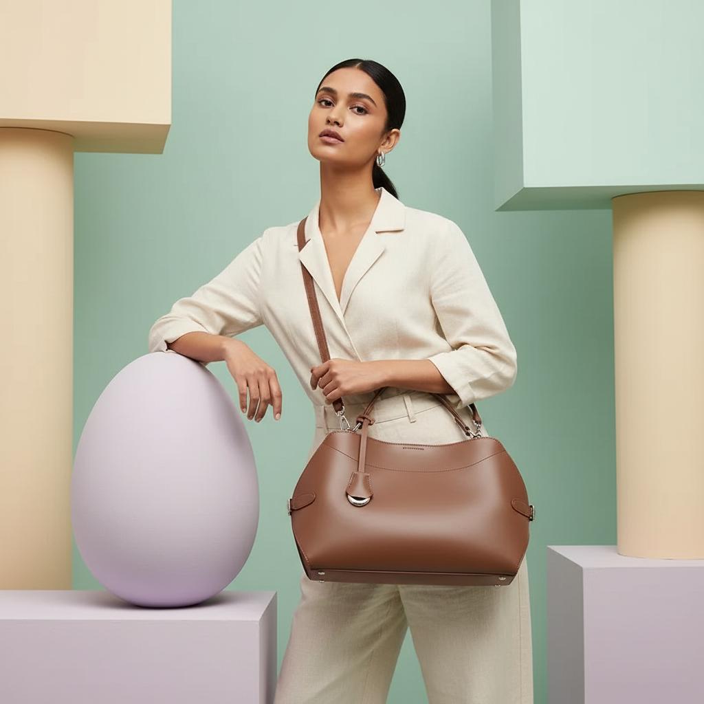 Genuine Leather Hobo Handbag, Minimalist Soft-structured Leather Shoulder Bag with Strap
