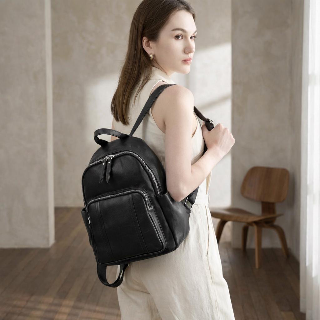 Genuine Leather Urban Backpack, Woven Straps – DEMOB