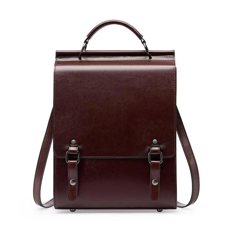 Genuine Leather Backpack, Minimal Vintage Business Travel Bag