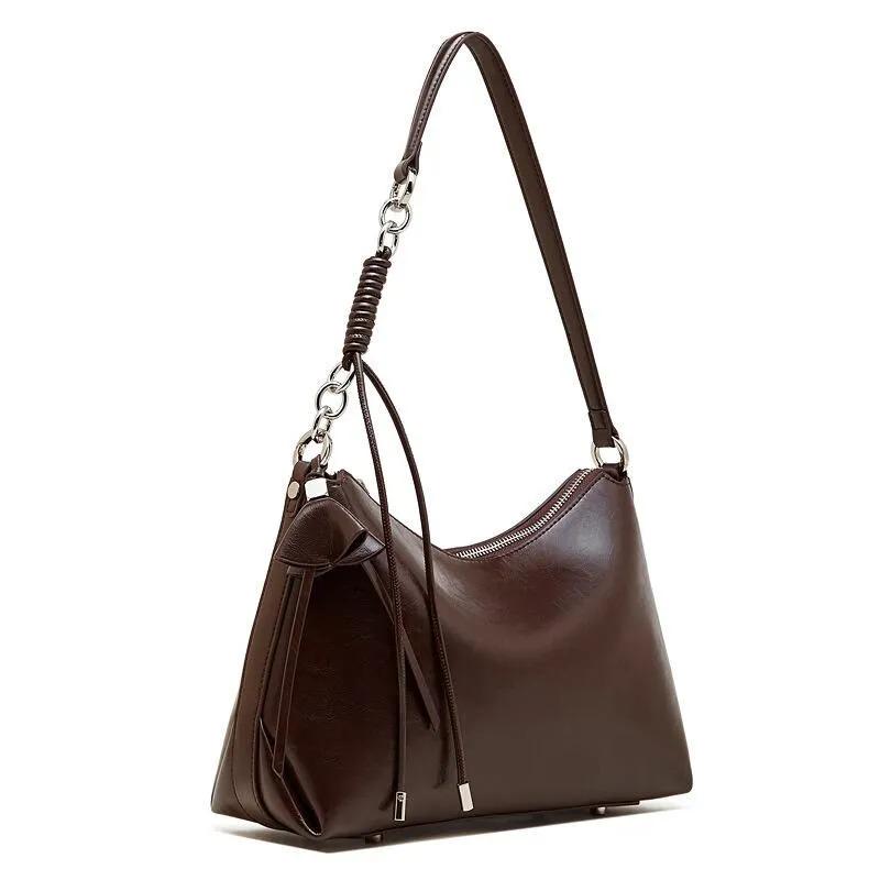 Hovo genuine Leather Shoulder Bag with Zipper, Soft,Elegant,Work, Casual Handbag