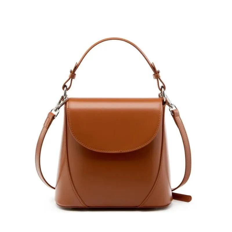 Genuine Cowhide Leather Top Handle Bag, Minimalist Shoulder Crossbody Purse
