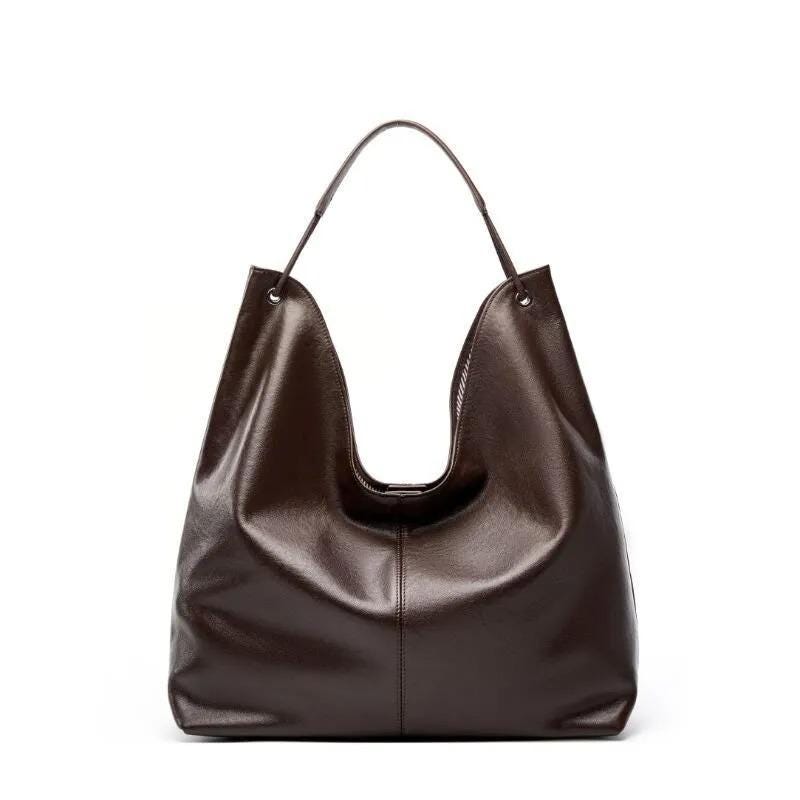 Genuine Leather Slouchy Tote Bag, Large Shoulder Work Handbag