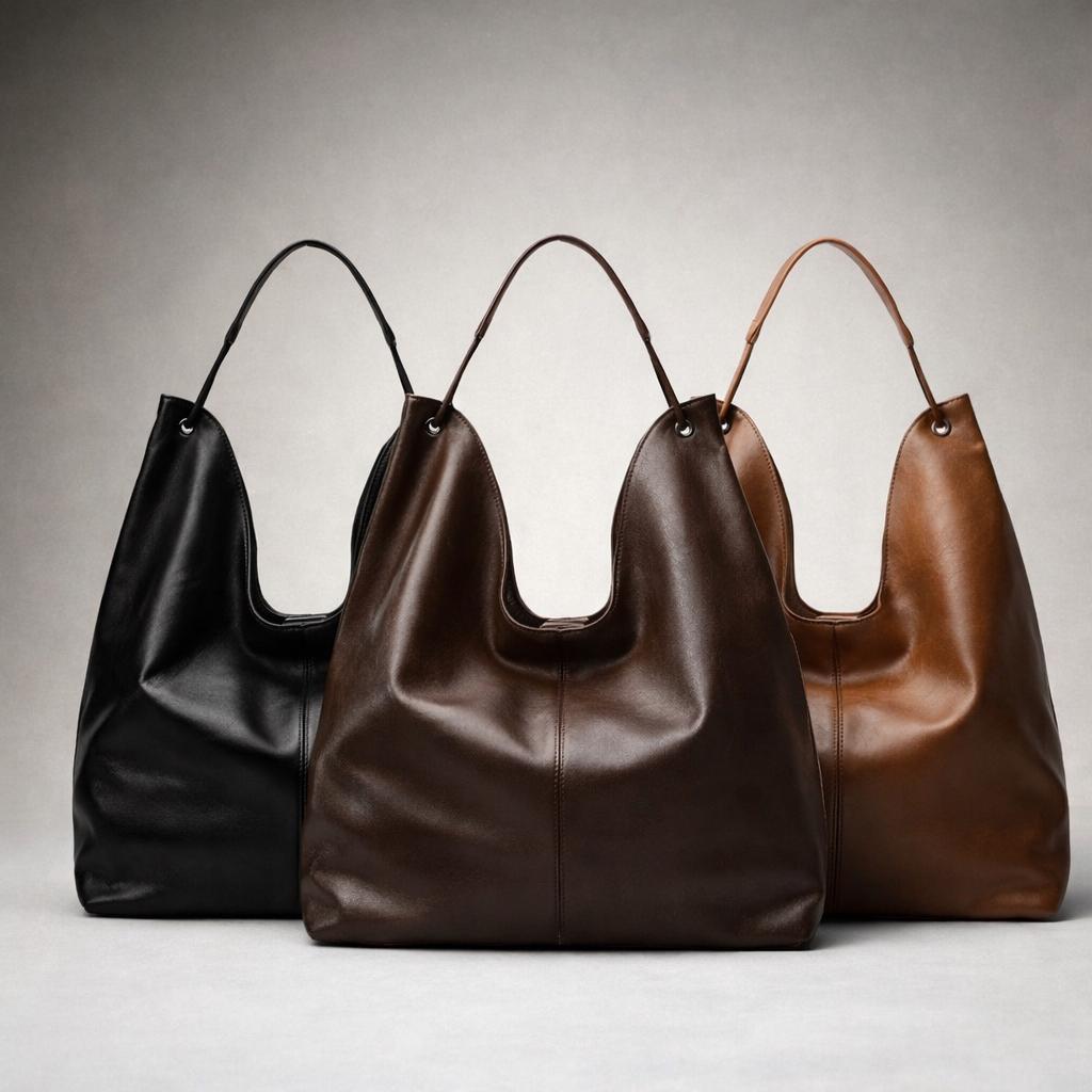 Genuine Leather Slouchy Tote Bag, Large Shoulder Work Handbag