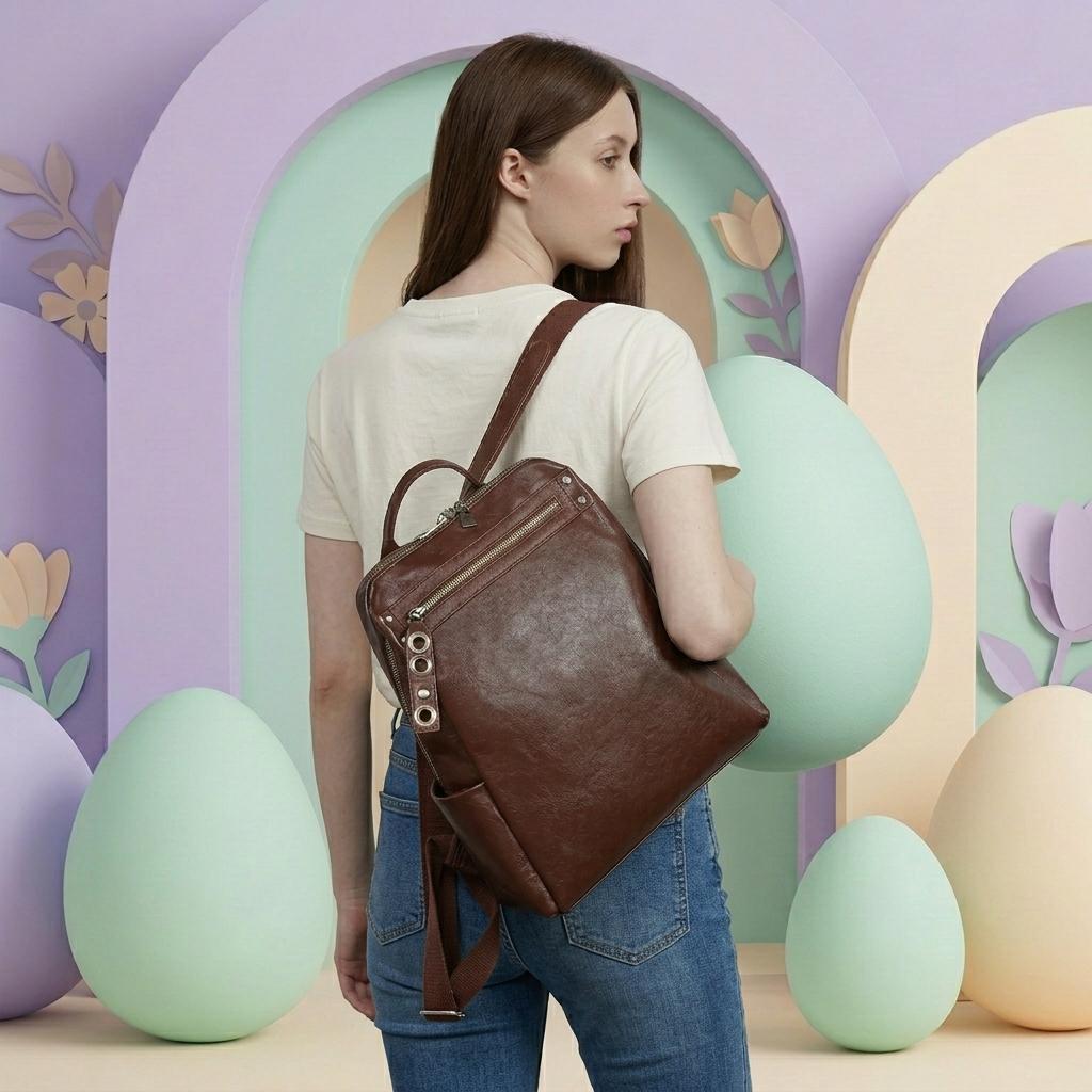 Genuine Leather Stylish Backpack, Anti-Theft Travel, work Backpack