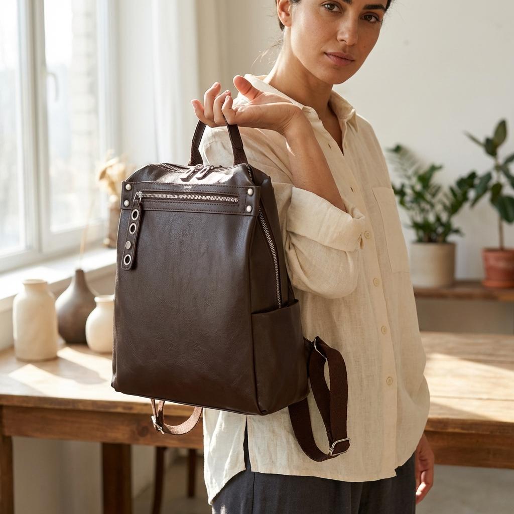 Genuine Leather Stylish Backpack, Anti-Theft Travel, work Backpack