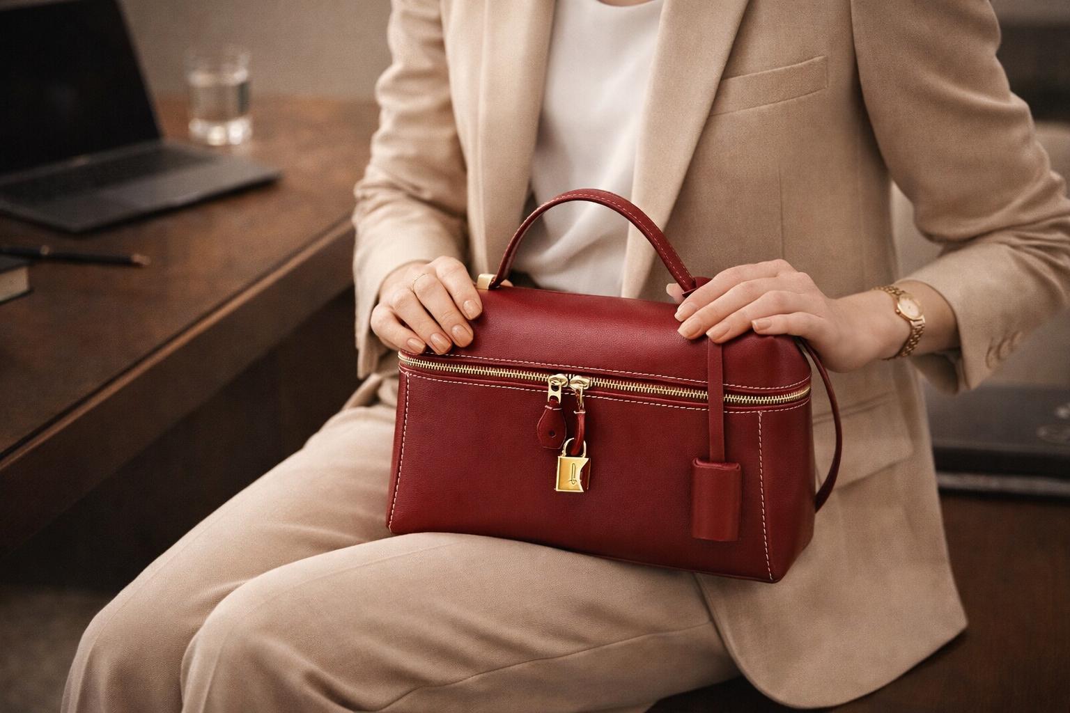 Genuine Leather Top Handle Bag, Structured Doctor Style Purse, Minimalist Shoulder Bag