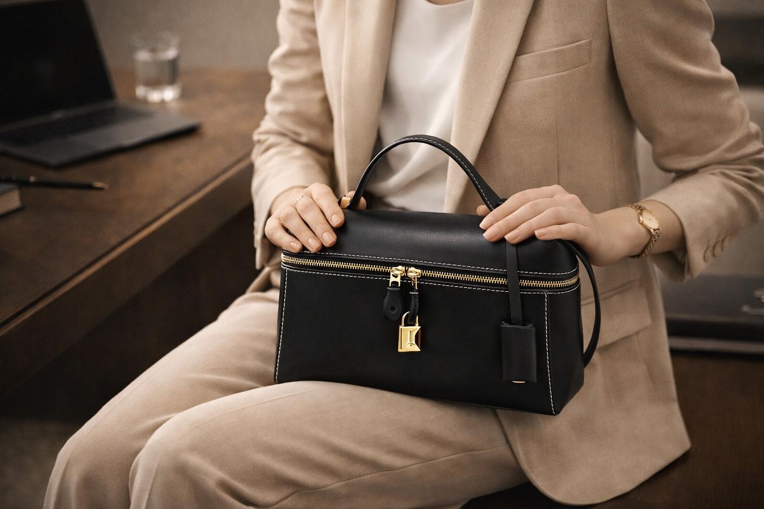 Genuine Leather Top Handle Bag, Structured Doctor Style Purse, Minimalist Shoulder Bag