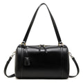 Genuine Leather Medium Duffel Bag for Women, Cylinder Shoulder Bag with Crossbody Strap