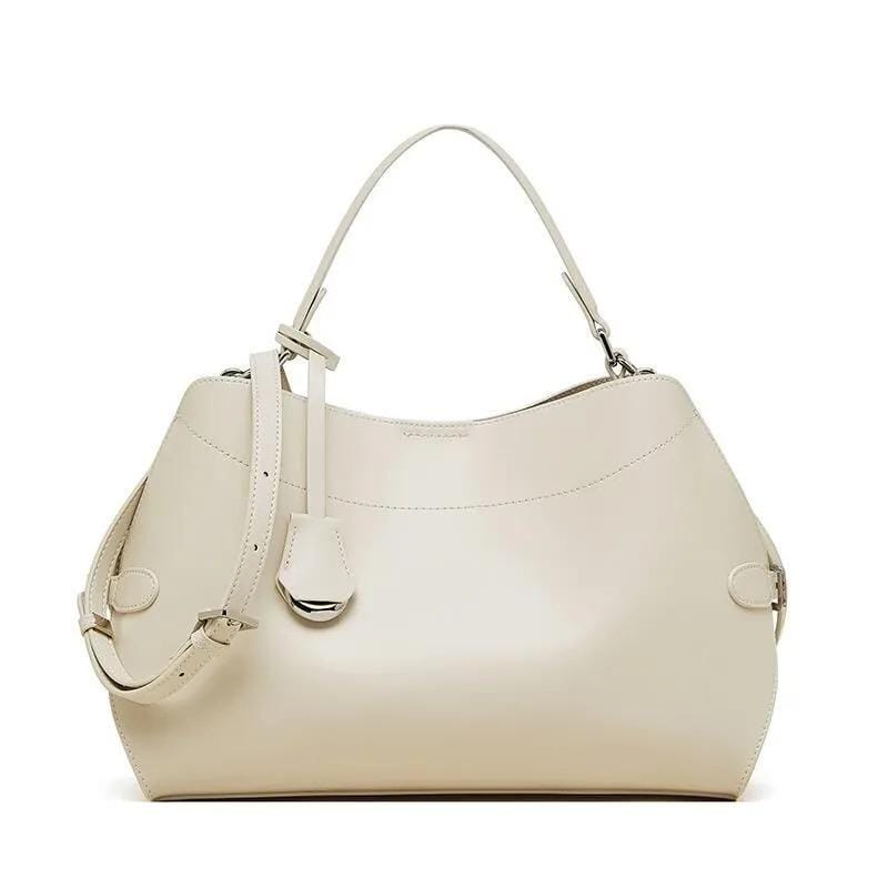 Genuine Leather Hobo Handbag, Minimalist Soft-structured Leather Shoulder Bag with Strap