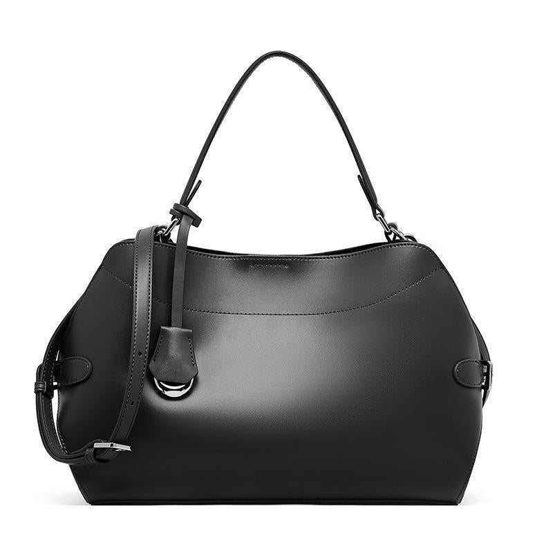 Genuine Leather Hobo Handbag, Minimalist Soft-structured Leather Shoulder Bag with Strap