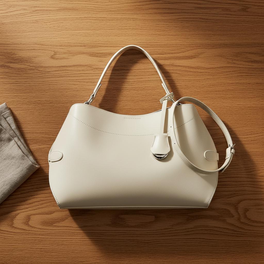 Genuine Leather Hobo Handbag, Minimalist Soft-structured Leather Shoulder Bag with Strap