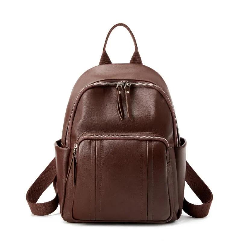Genuine Leather Minimalist Urban Backpack for Daily Commute and Travel
