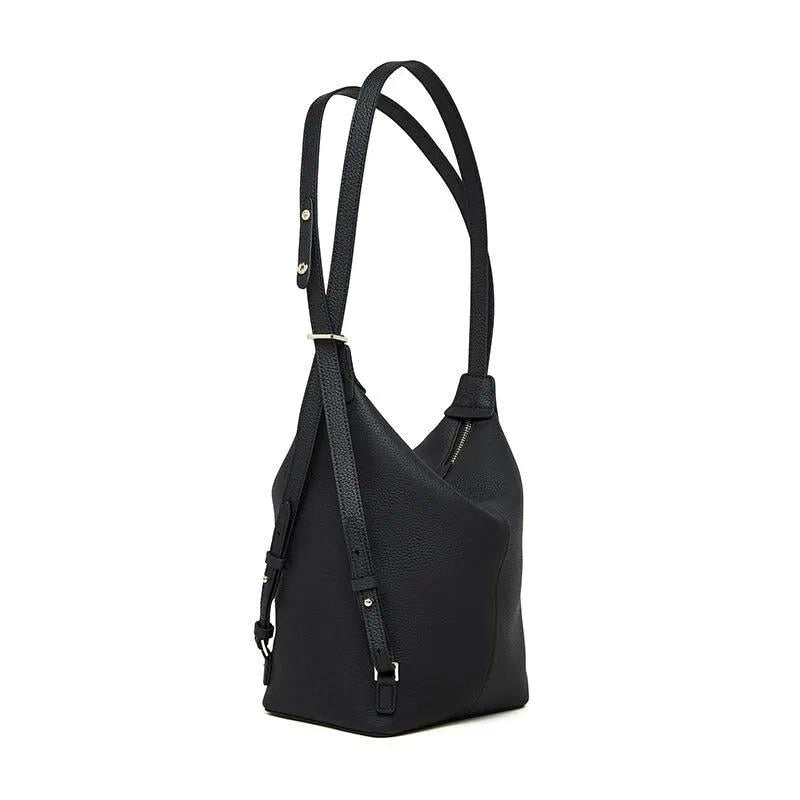 Minimalist Convertible Genuine Leather Bag, Sling Shoulder to Backpack bag