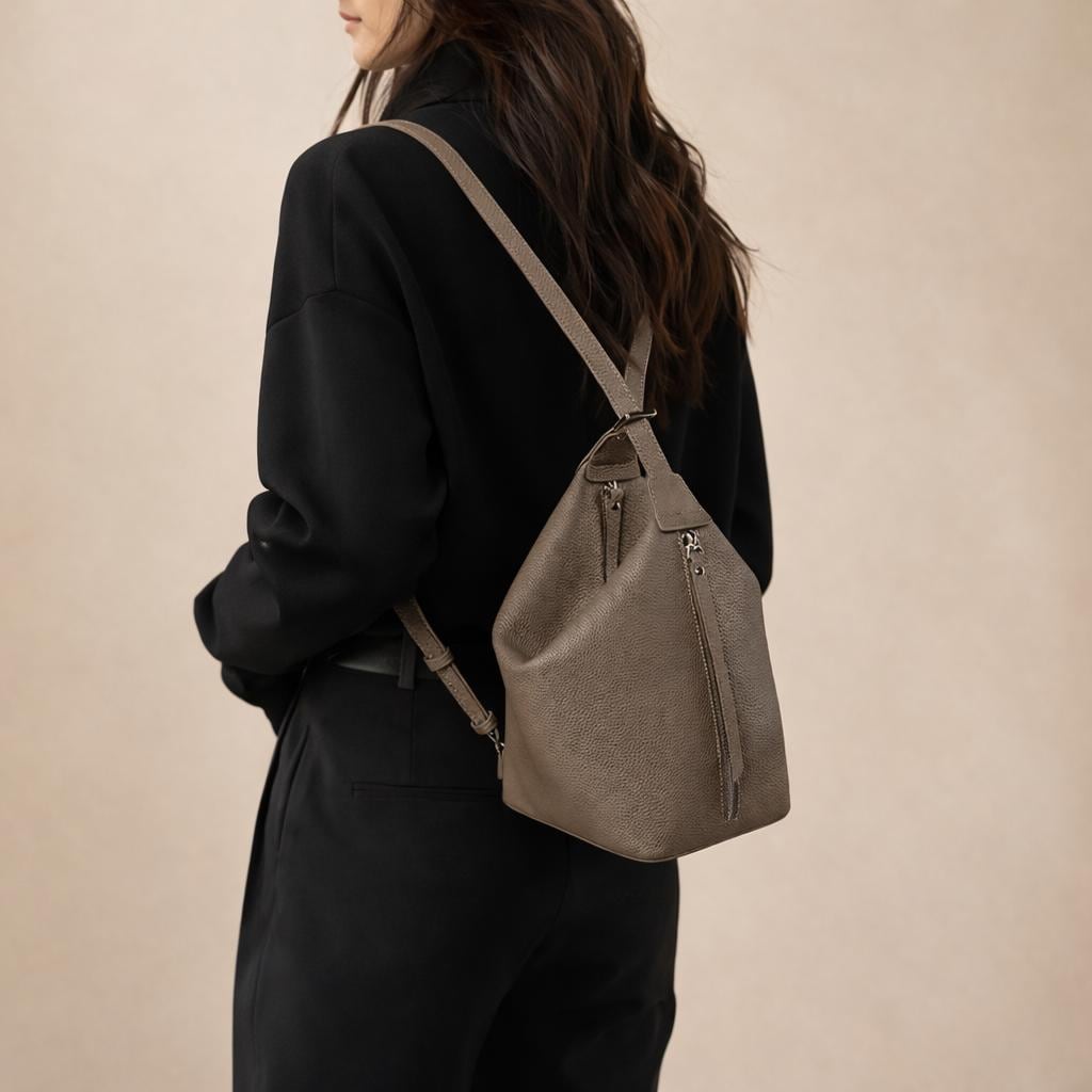 Minimalist Convertible Genuine Leather Bag, Sling Shoulder to Backpack bag